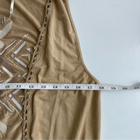 Miss Me Run Wild Faux Suede Light Brown Tan Fringe Maxi Vest Longline Duster Sm - Picture 7 of 10